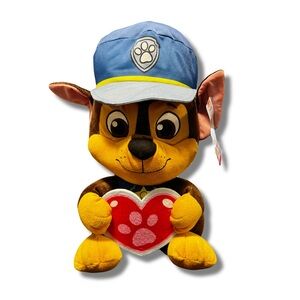 Paw Patrol Chase Plush Dog Toy with Blue Hat and Heart